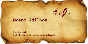 Arend János névjegykártya